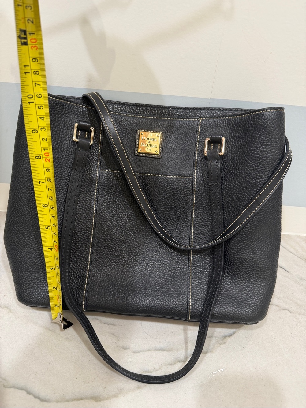Dooney & Bourke Black Pebbled Leather Lexington Shopper Tote Red Interior - Picture 13 of 13